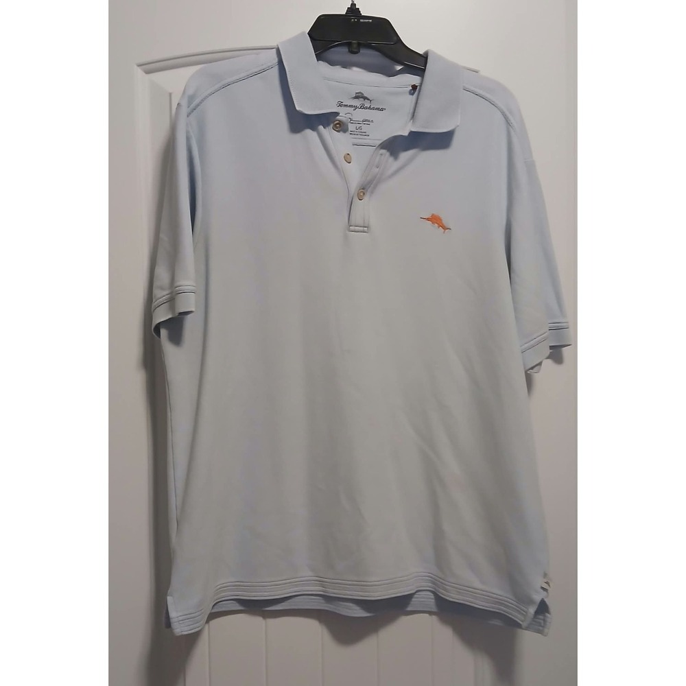 Tommy Bahama Mens Supima Cotton Emfielder Polo Shirt Light Blue Large L